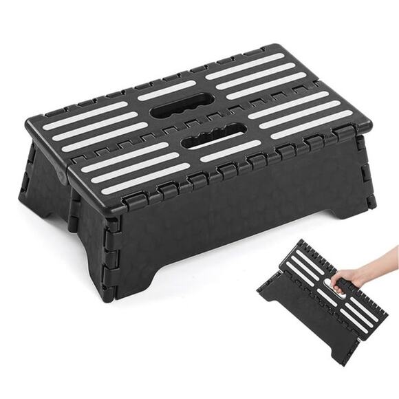 5 inch Portable Folding Step Stool Black Opens Easy In indoor and Outdoor Univer - Picture 1 of 10